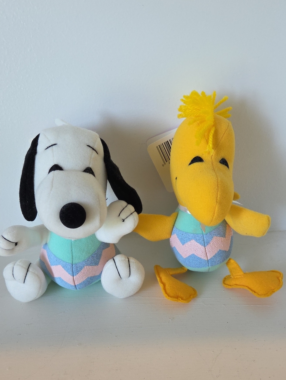 Vintage Peanuts Snoopy & Woodstock Plush Pair - Pastel Easter Outfits